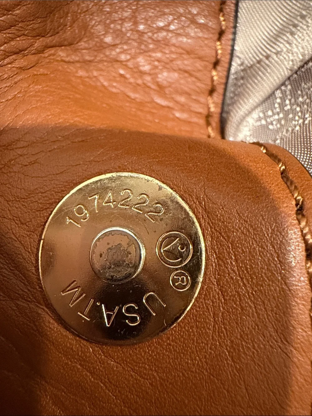 Michael Kors Cream MK Logo Hobo with Gold Hardware and Tan Handles
